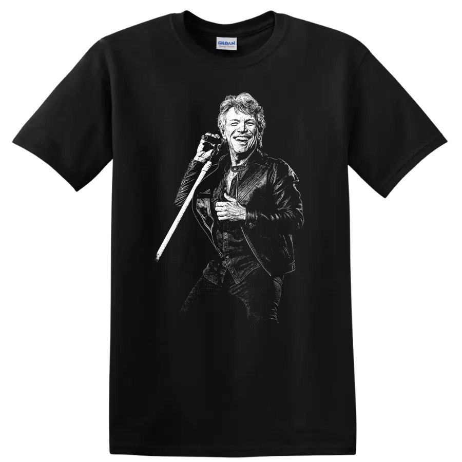 Jon Bon Jovi Rock Legends Silhouette Tribute T Shirt - Black