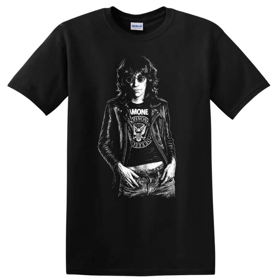 Joey Ramone Ramones Rock Legends Portrait T Shirt - Black