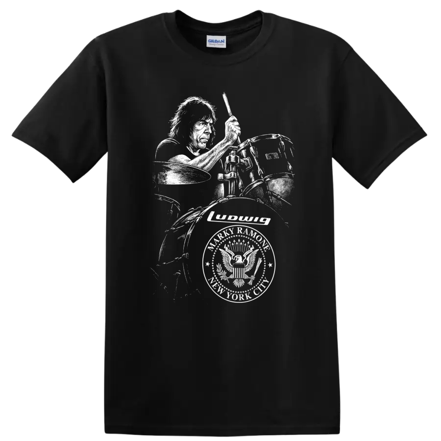 Marky Ramone Ramones Rock Legends Tribute T Shirt Classic Punk Logo - Black