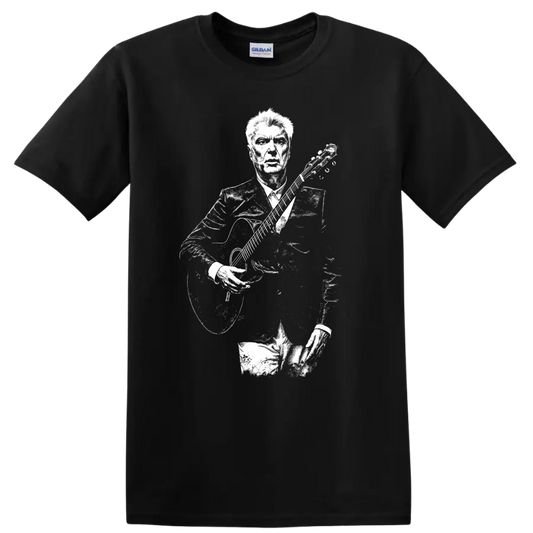 David Byrne Talking Heads Rock Legends Graphic T Shirt for Music Fans - Black