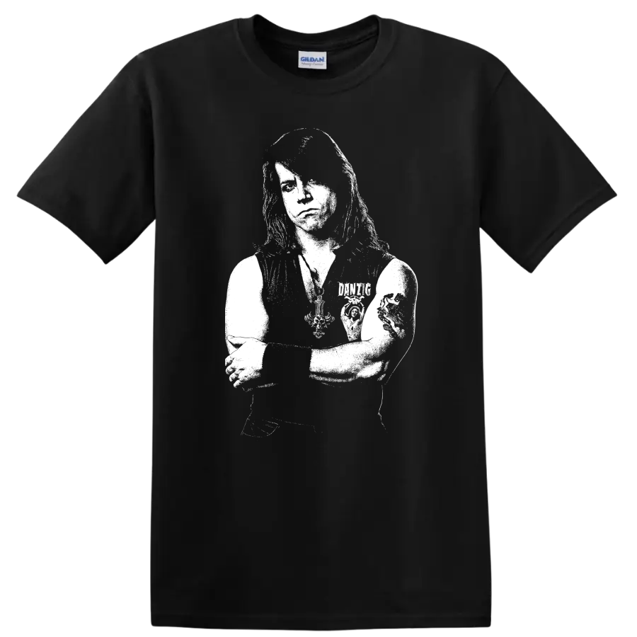 Glenn Danzig Misfits Rock Legends Black and White Portrait T Shirt - Black