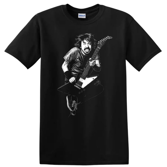 Dave Grohl Foo Fighters Rock Legends Portrait T Shirt for Fans - Black