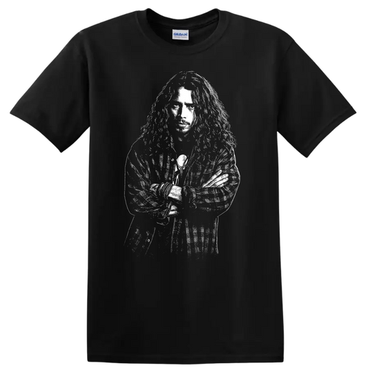 Chris Cornell Soundgarden Rock Legends Portrait T Shirt for Fans - Black