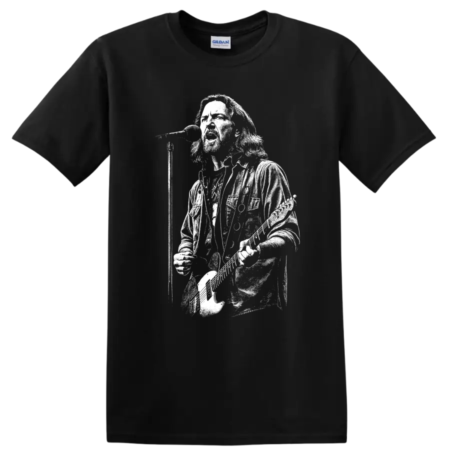 Eddie Vedder Pearl Jam Rock Legends Silhouette T Shirt - Black