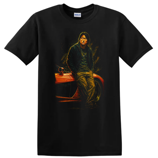 Neon street racing portrait inspired by The Fast and the Furious Tokyo Drift T Shirt on a Black T Shirt