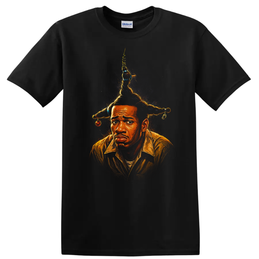 Illustrated portrait inspired by Don't Be a Menace to South Central While Drinking Your Juice in the Hood on a Black T Shirt