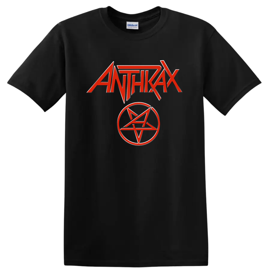 Anthrax red logo with pentagram emblem graphic print - Black