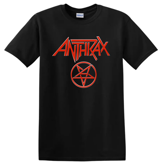 Anthrax red logo with pentagram emblem graphic print - Black