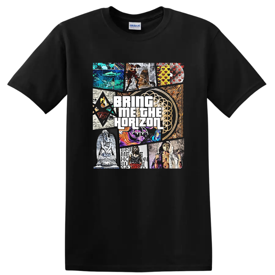 Bring Me The Horizon rock metal collage graphic print T - Black