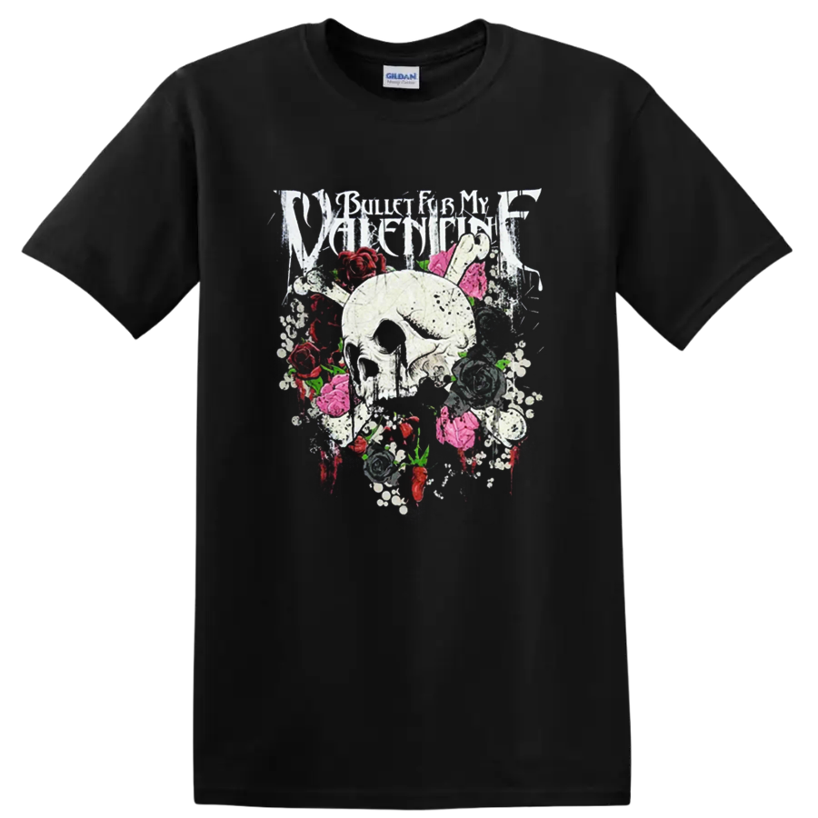 Bullet for My Valentine skull and roses graphic print T - Black