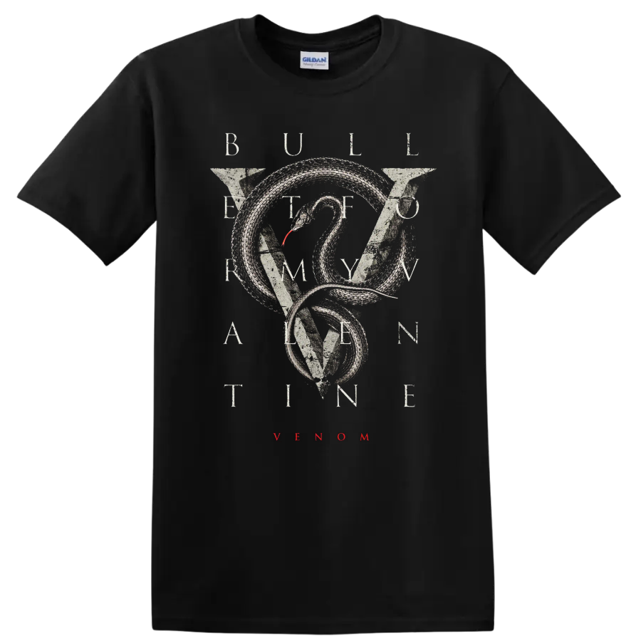 Bullet For My Valentine snake graphic with VENOM text on black T - Black