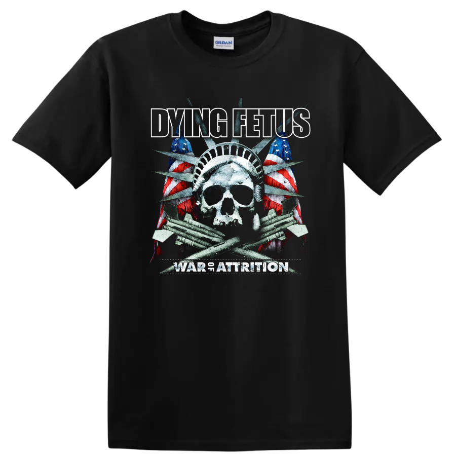 Dying Fetus rock metal skull and American flag graphic print T - Black
