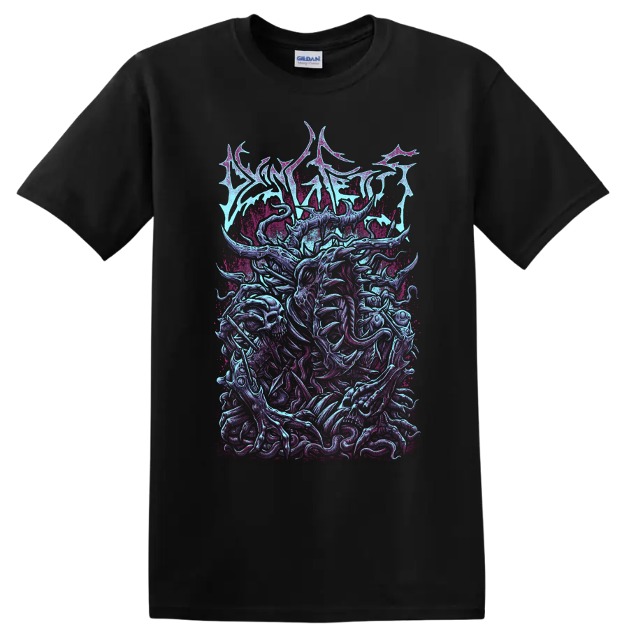 Dying Fetus death metal graphic print with skulls and grotesque monster artwork on a - Black