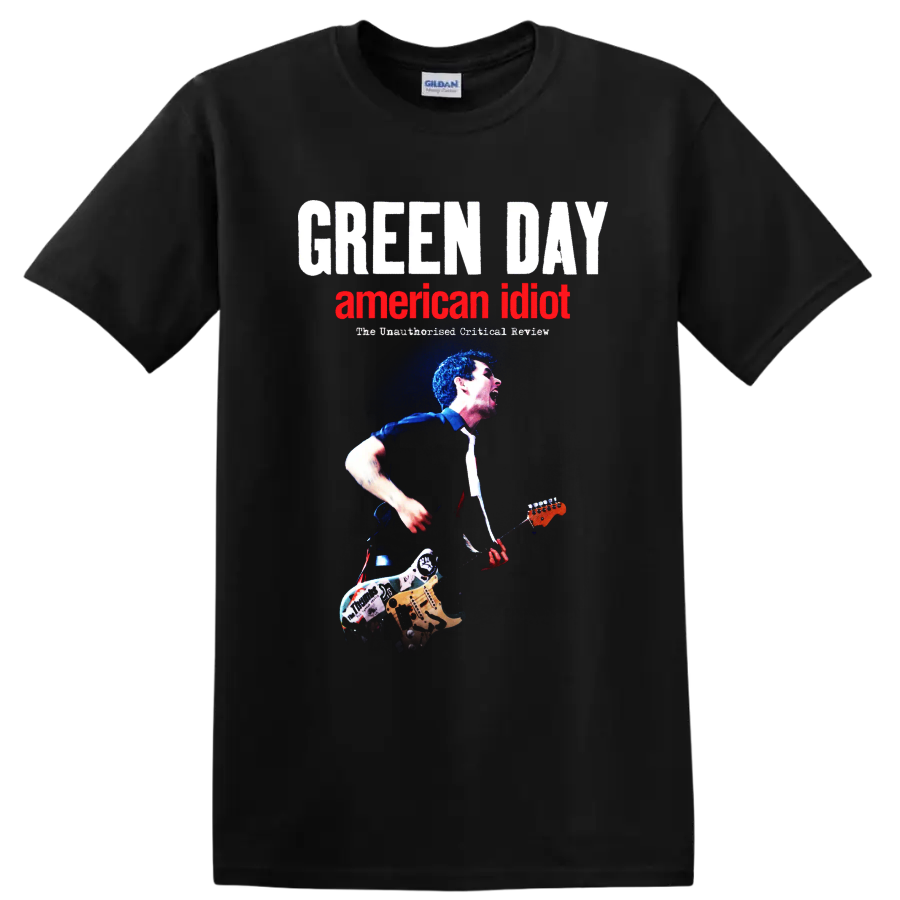 Green Day American Idiot rock music graphic print T shirt with musician playing - Black