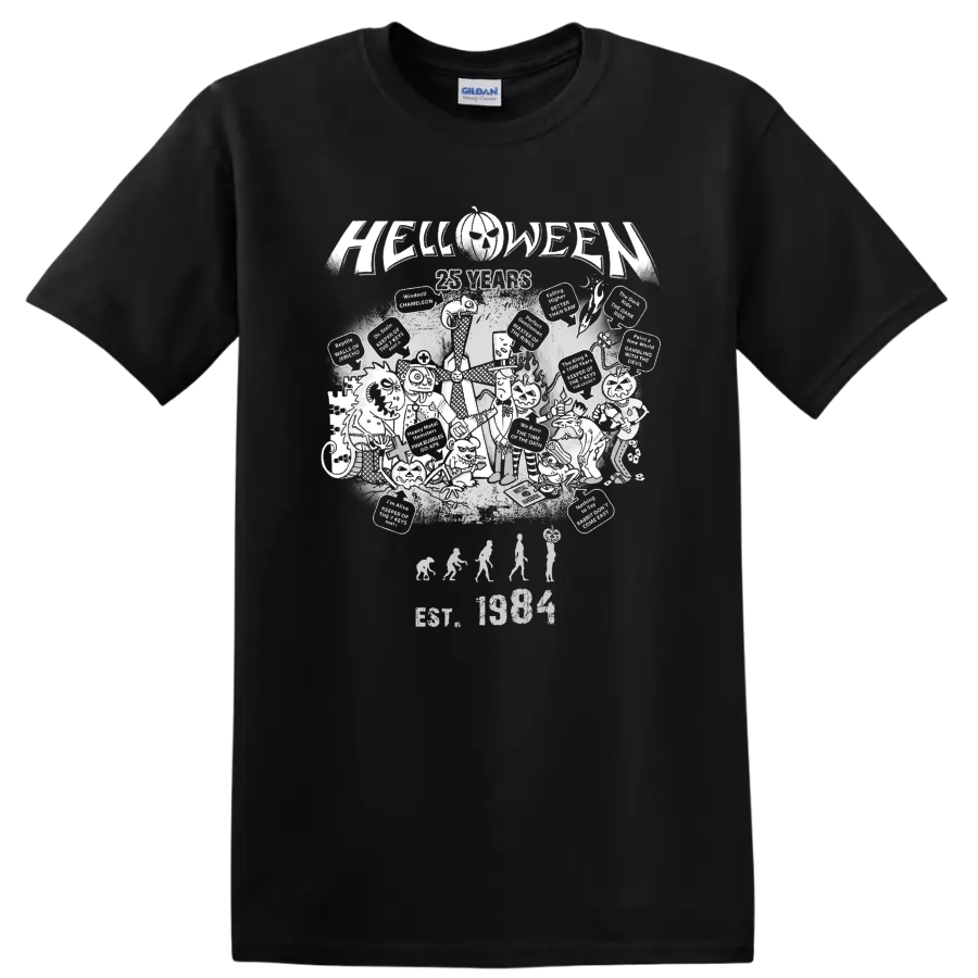 HELLOWEEN 25 Years spooky rock metal anniversary graphic print T - Black