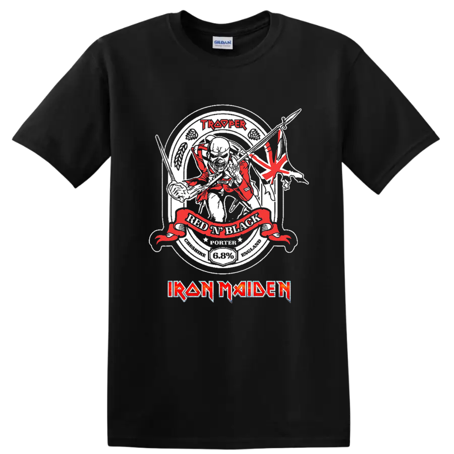 IRON MAIDEN Trooper skull battle graphic print T - Black