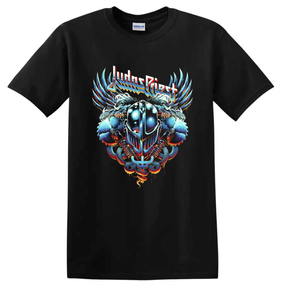 JUDAS PRIEST inspired winged helmet rock metal graphic print - Black