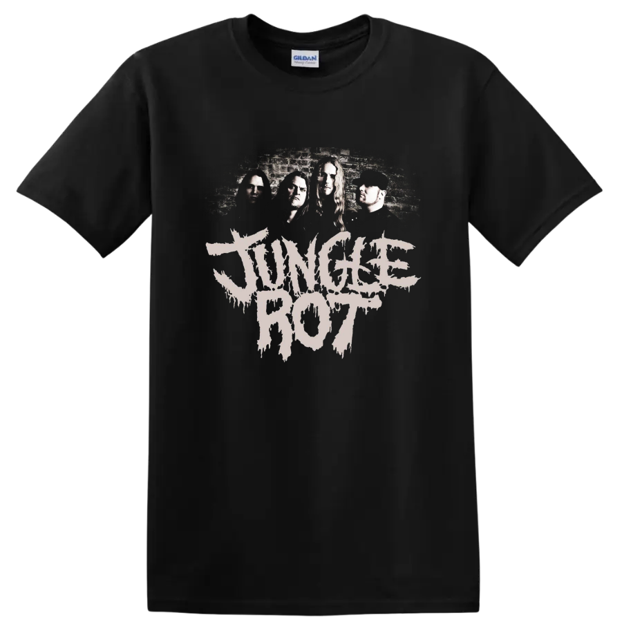 Jungle Rot band photo with distressed logo graphic print T - Black