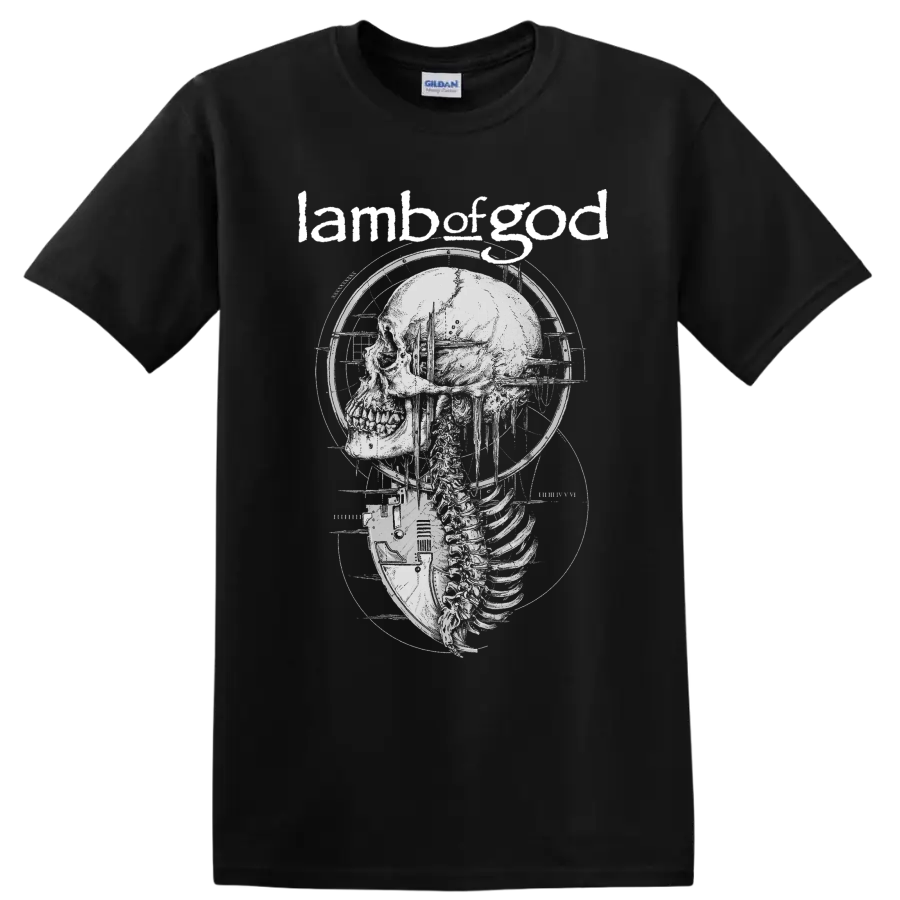 Lamb of God skull and skeleton graphic metal band - Black