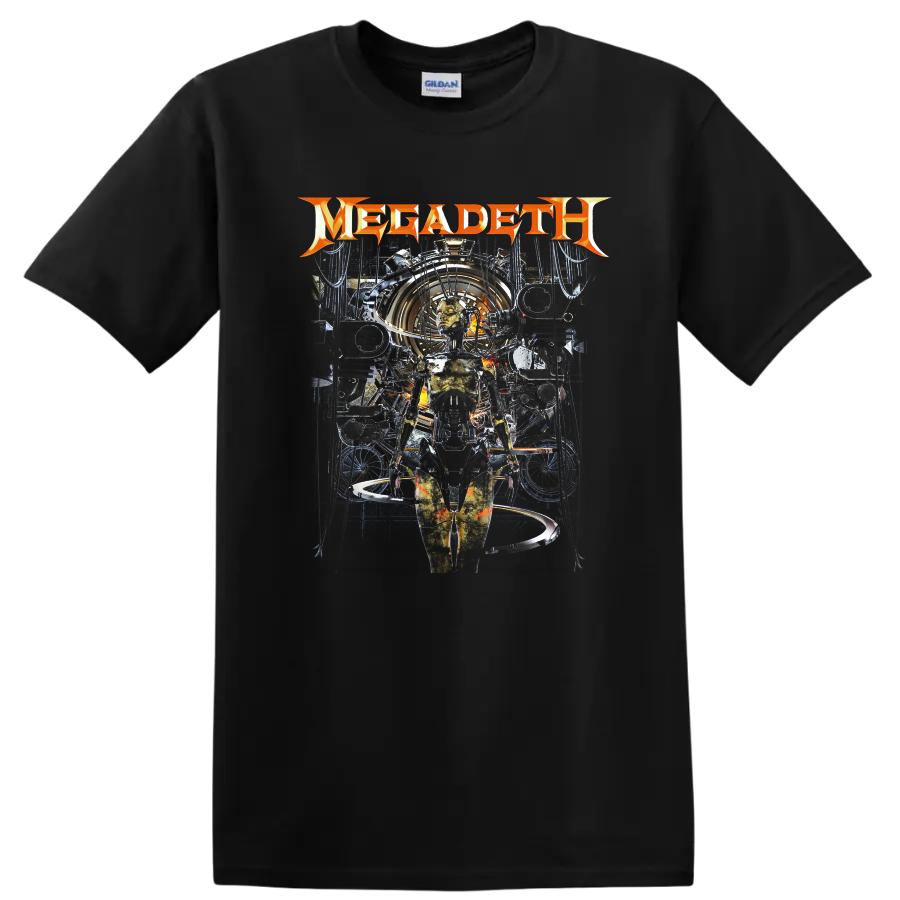 Megadeth logo with dark industrial sci-fi graphic print T - Black