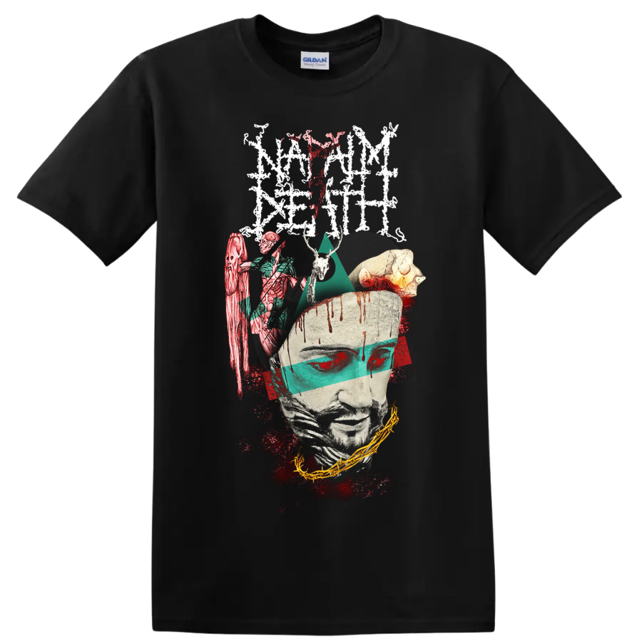 Napalm Death horror collage graphic print T-shirt with dark metal - Black
