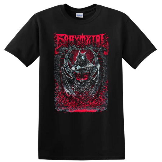 BABYMETAL wolf warrior in gothic red flame artwork with radiant rays on a Black T Shirt