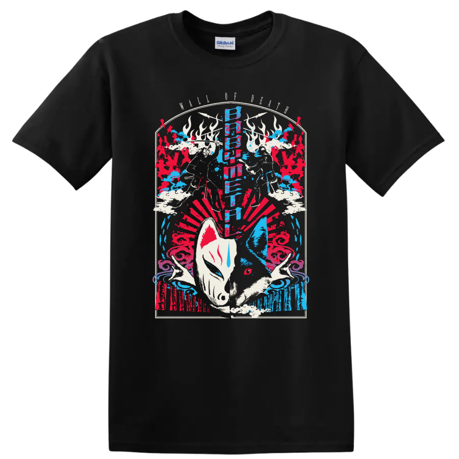 BABYMETAL LEGEND 2015 fox festival collage with kitsune masks and red blue artwork on a Black T Shirt