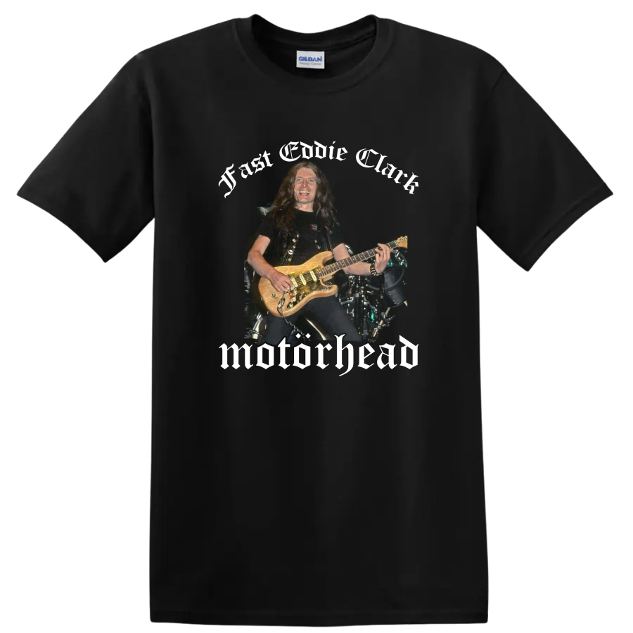 Motörhead live guitarist concert artwork with bold heavy metal lettering on a Black T Shirt