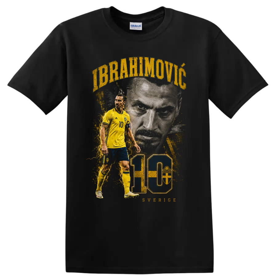 Zlatan Ibrahimović Sweden soccer graphic with number 10 on a Black T Shirt