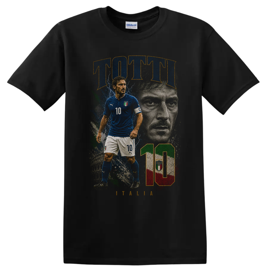 Daniele De Rossi Italy soccer tribute portrait graphic on a Black T Shirt