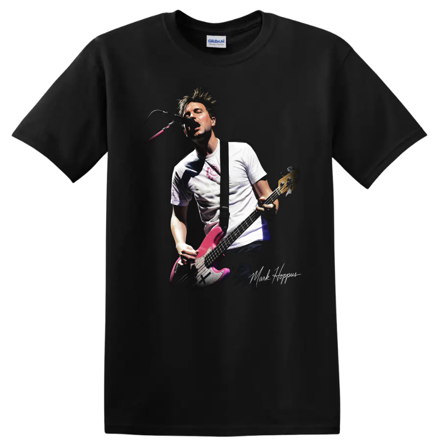 Mark Hoppus blink-182 pop-punk bassist performance graphic print on a Black T Shirt
