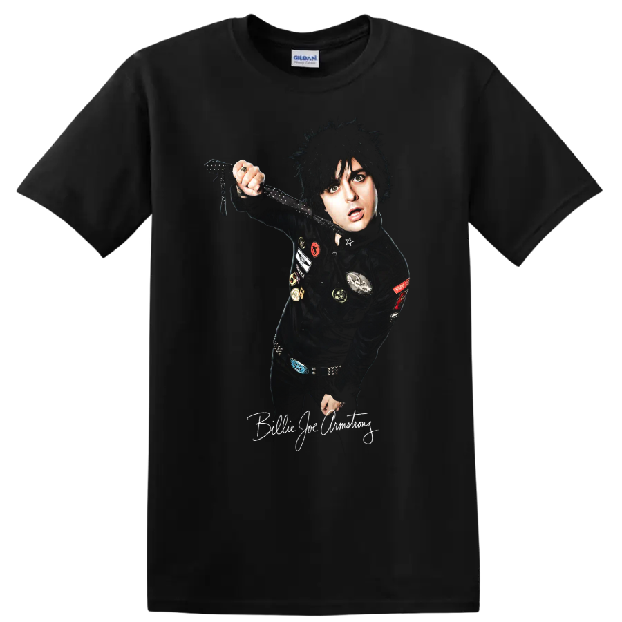 Billie Joe Armstrong pop-punk portrait fan art on a Black T Shirt