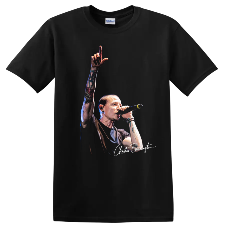 Chester Bennington Linkin Park live performance graphic portrait on a Black T Shirt
