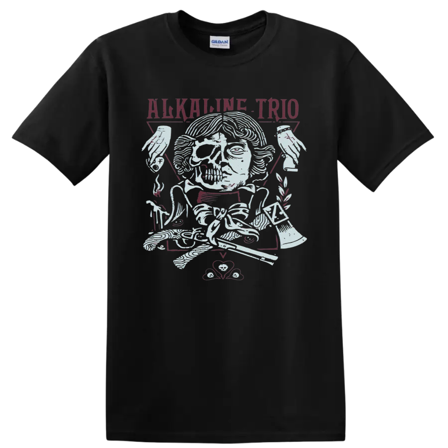 Alkaline Trio winged skull and roses punk rock graphic on a Black T Shirt