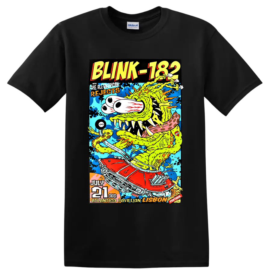 Blink-182 and All-American Rejects 2012 concert poster graphic print on a Black T Shirt