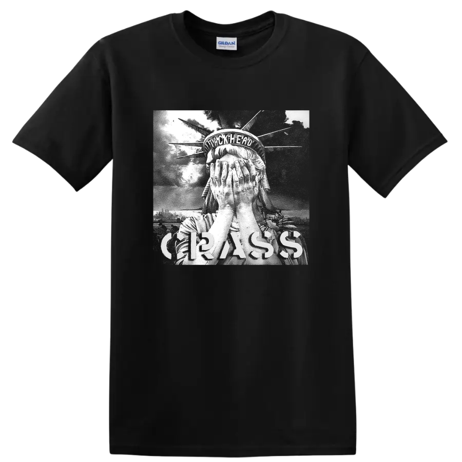 Crass punk rock band graphic design on a Black T Shirt