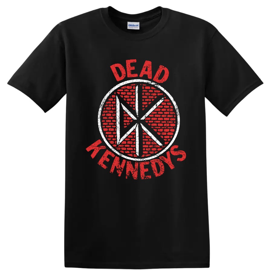 Dead Kennedys distressed red and white circular punk rock logo on a Black T Shirt