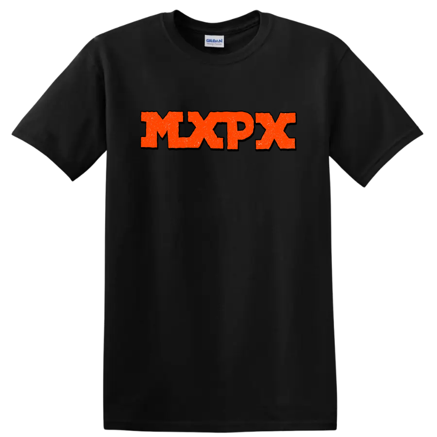 MxPx distressed punk rock band logo graphic on a Black T Shirt