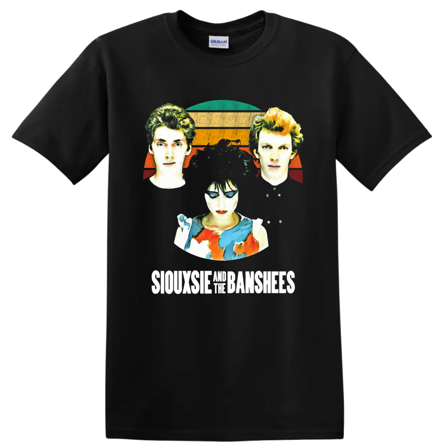 Siouxsie and the Banshees punk rock portrait graphic print on a Black T Shirt