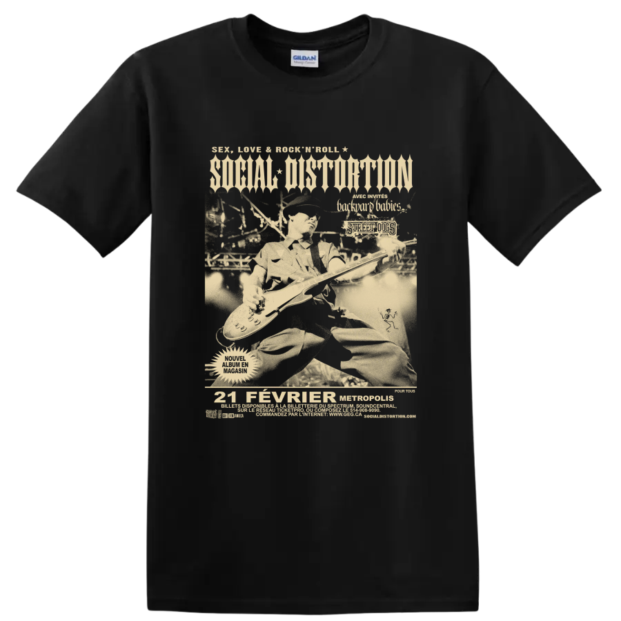 Social Distortion punk rock distressed graphic print on a Black T Shirt