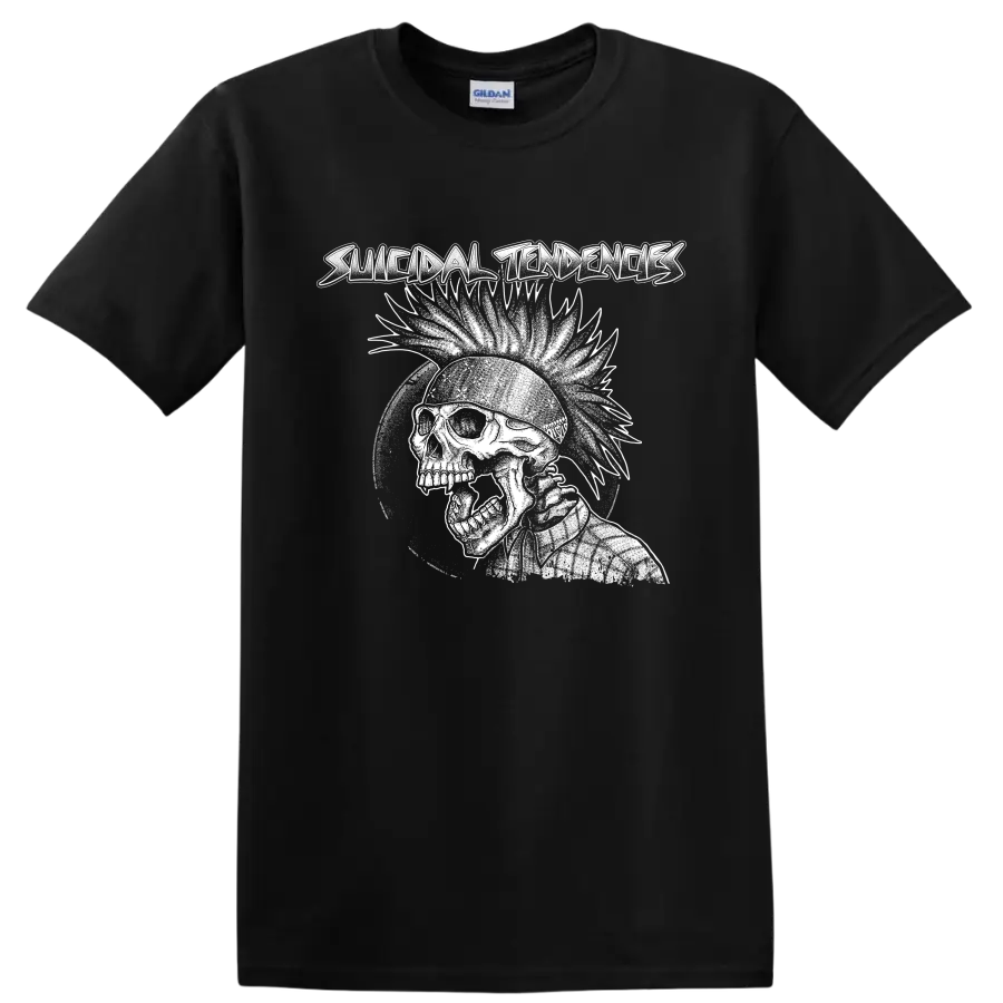 Suicidal Tendencies distressed skull punk rock graphic on a Black T Shirt