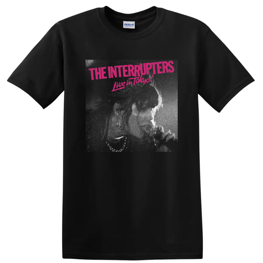 The Interrupters Live in Tokyo distressed magenta punk rock typography on a Black T Shirt