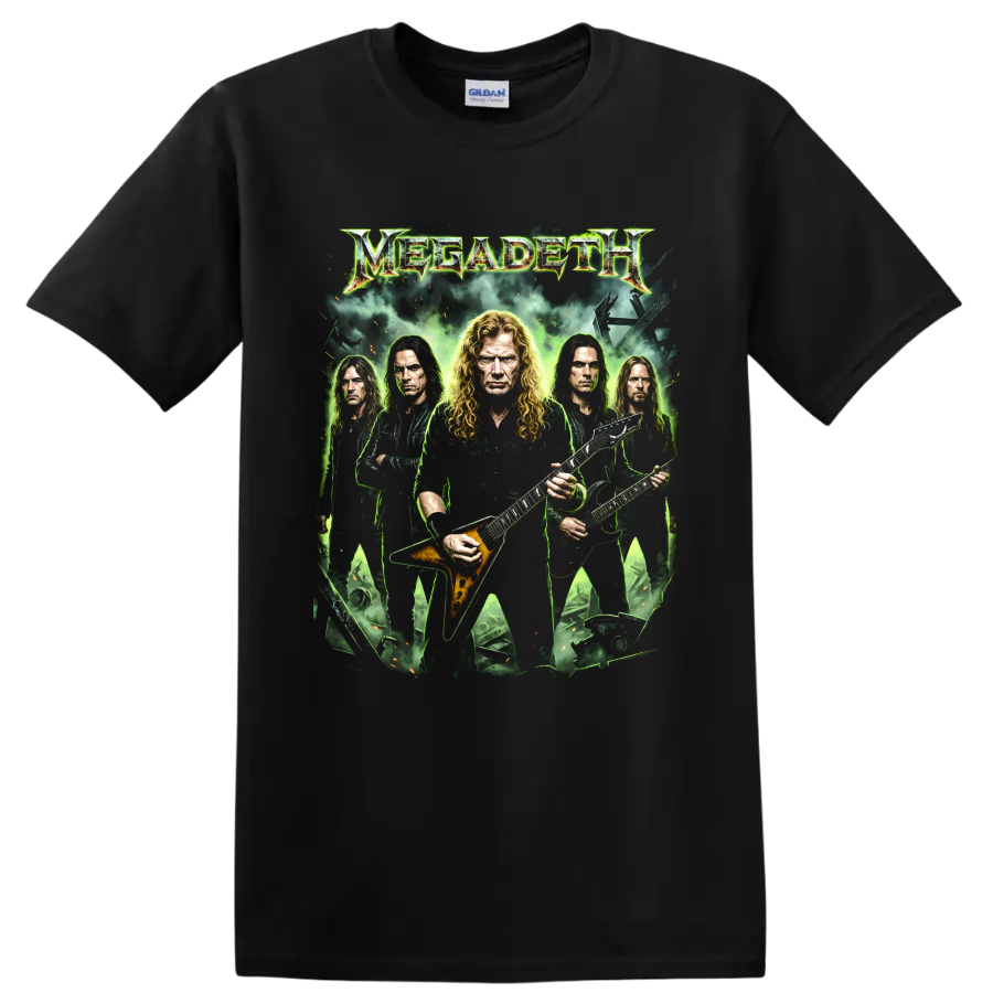 Megadeth Dave Mustaine thrash metal band graphic with logo on a Black T Shirt