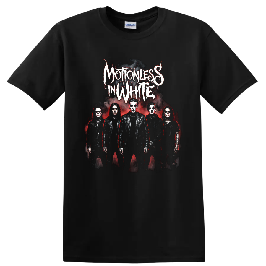 Motionless in White Creatures-era gothic metal band portrait on a Black T Shirt