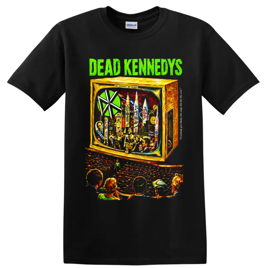 Dead Kennedys surreal television collage punk rock graphic on a Black T Shirt