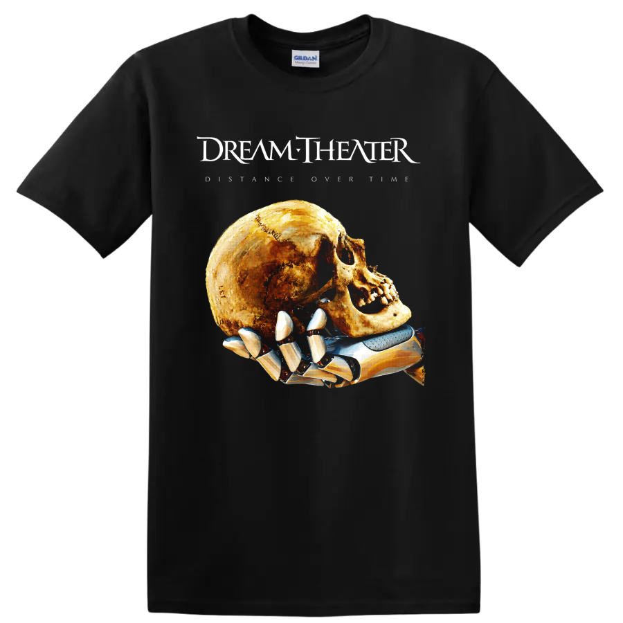 Dream Theater progressive rock skull and robotic hand graphic print on a Black T Shirt