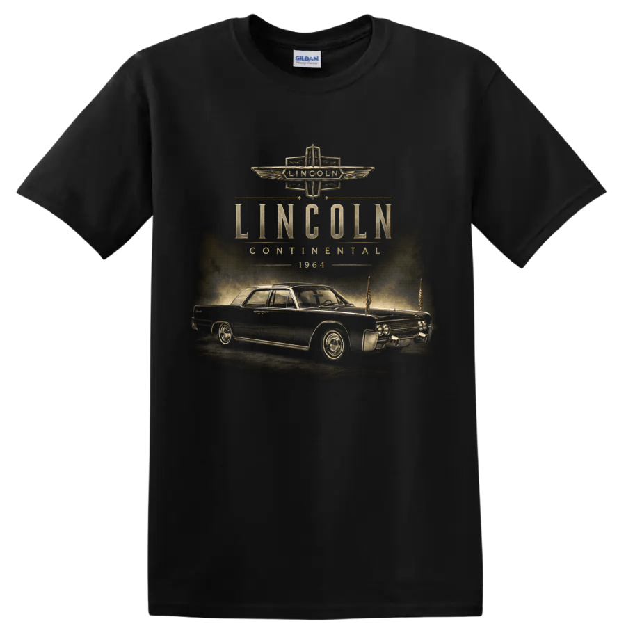 1964 Lincoln Continental vintage classic car graphic print on a Black T Shirt