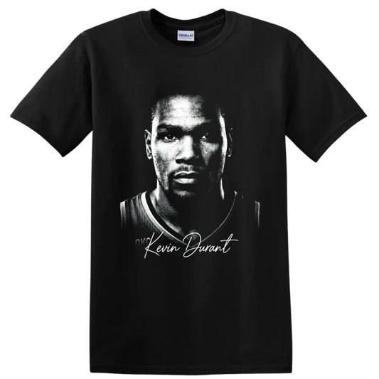 Kevin Durant Oklahoma City Thunder number 35 gritty black-and-white portrait with on a Black T Shirt