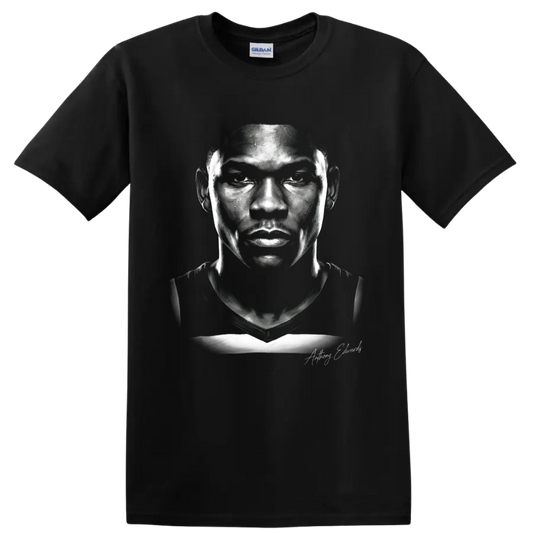 Monochrome Anthony Edwards Minnesota Timberwolves No. 5 portrait illustration on a Black T Shirt