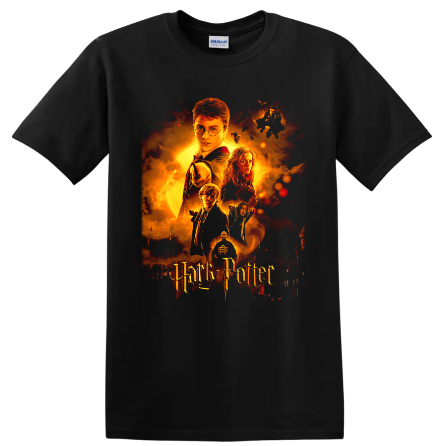 Harry Potter Chamber of Secrets fiery wizarding movie poster graphic on a Black T Shirt